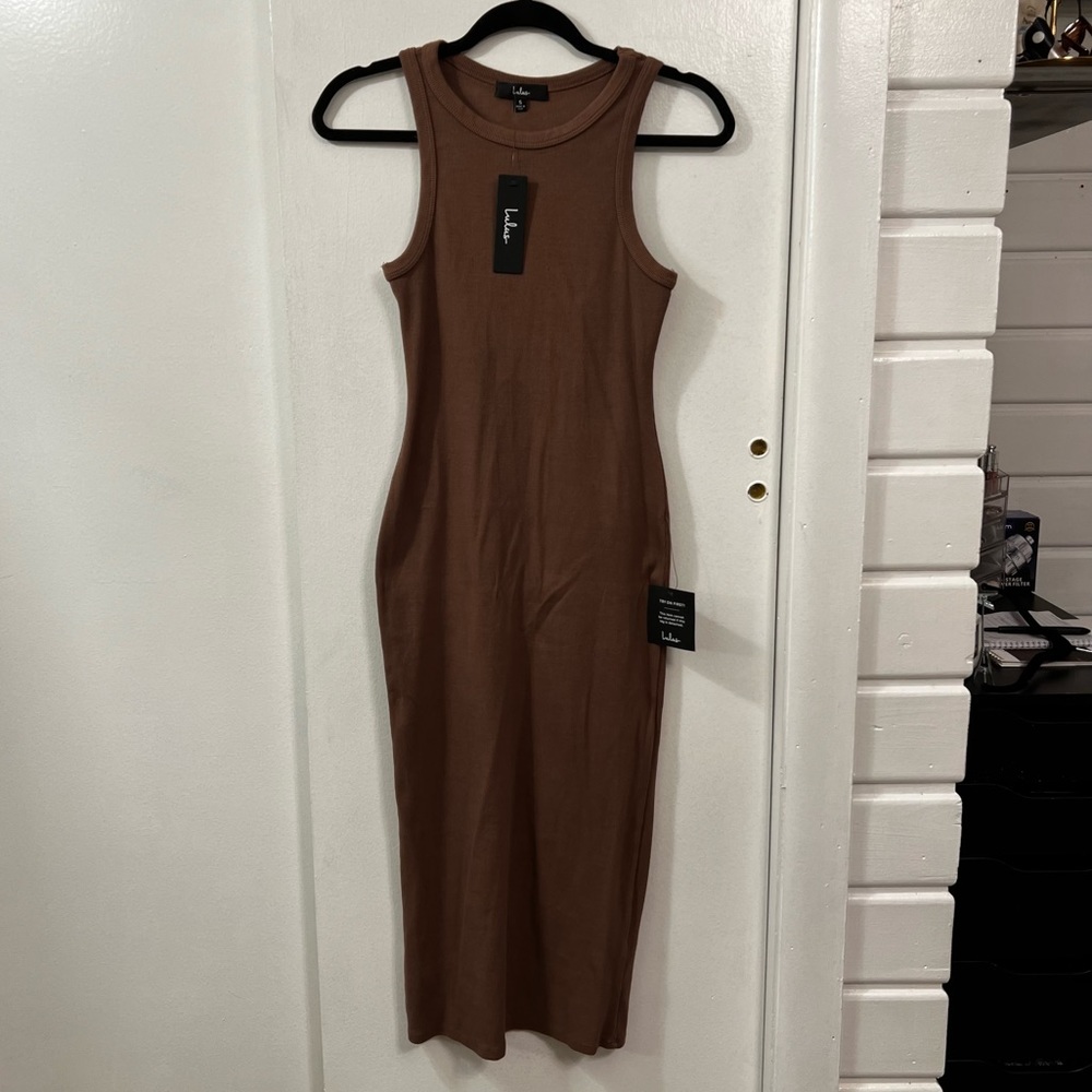 Lulus Taupe Midi Dress - Size Small